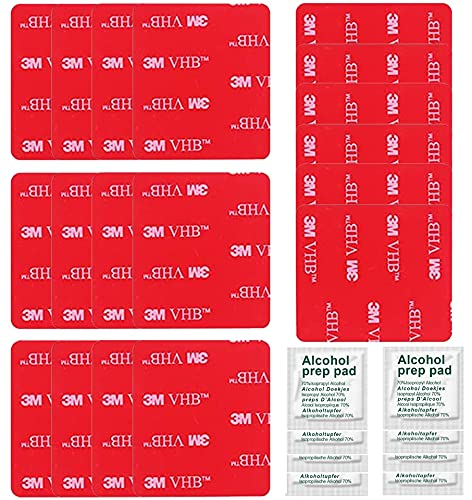 SALEXDouble-Sided Phone Holder Replacement Kit. 32 Pieces of Rectangle 3M VHB Adhesive Tapes (1.55" x 1.97" / 40 x 50 mm). Sticker Pads for Home Wall, Office Tables, Magnetic Car Mounts. 40 Pack.