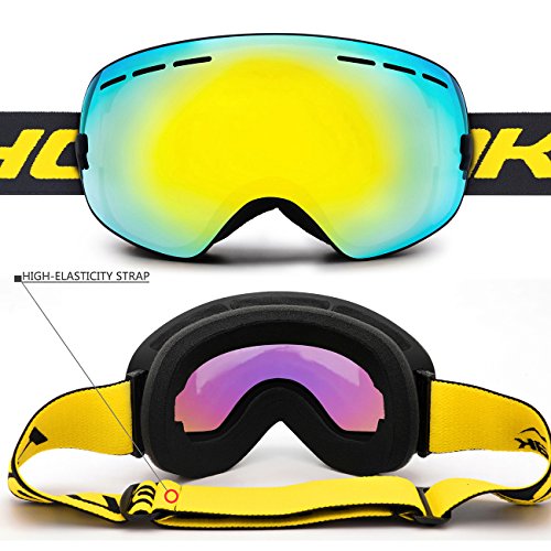 HONGDAK Ski Goggles, Snowboard Goggles UV Protection, Snow Goggles Helmet Compatible for Men Women Boys Girls Kids, Anti - Thumbnail 4