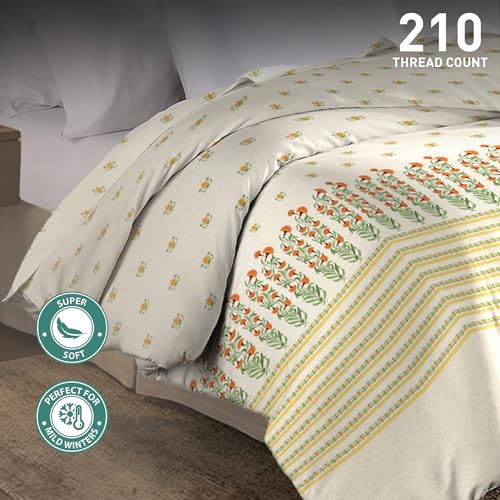 Image of MYTRIDENT Soft Comfort Comforter, 100% Cotton Cover, 200 GSM Fiber Filled Comforter, 88 Inches x 104 Inches, King Size Comforter, Printed, AC Blanket, Reversible - Art Age