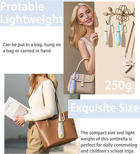 Image of Umbrella, Mini Folding Windproof & Compact UV Umbrella for Sun Protection Rain Windproof Strong Large 3 Fold for Women Handbags,3 Fold for Men Women, Stylish & Compact