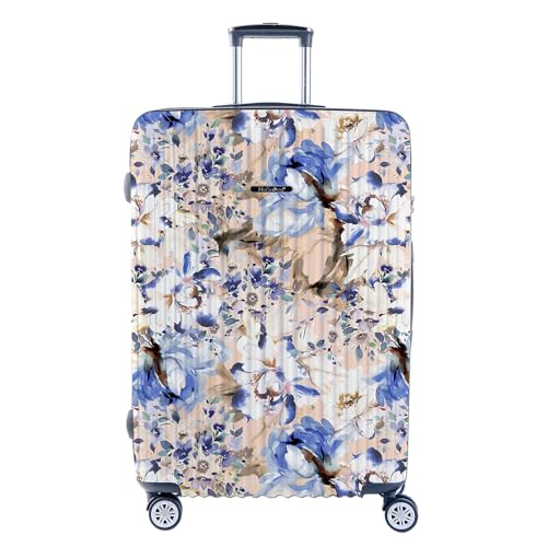 TSA Lock ABS+PC Hardside Luggages with Spinner Wheels, hard shell Lightweight Carry on. German Design travel suitcase (Beige Flower, 22)