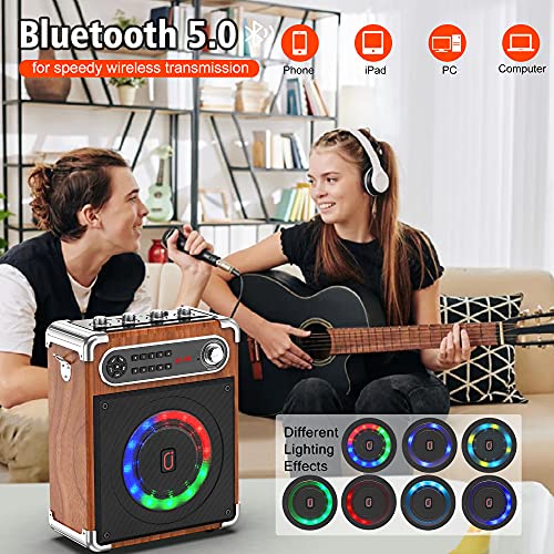 Jyx Karaoke Machine With Two Wireless Microphones, Portable Bluetooth Speaker With Bass/Treble Adjustment, Pa System With Remote Control, Led Lights,Supports Tf Card/Usb, Aux In, Fm, Rec,Tws For Party #TOP5