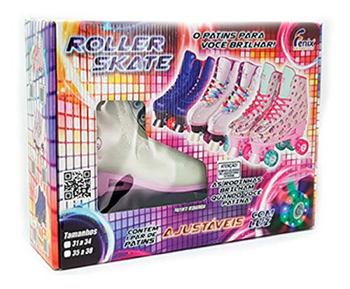 Patins 04 Rodas Com Luz (Unicórnio), Fenix Brinquedos, multi-colored, De 35 a 38