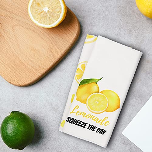 Nialnant Lemon Kitchen Dish Towels Set Of 4, 16 X 23.6 Inch Tea Towels Dishcloths For Kitchen Cleaning, Summer Hand Towels With Hanging Loop, Lemon Kitchen Decor, Housewarming Gifts For New Home #TOP6