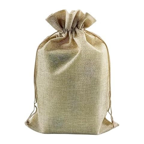 QIANHAILIZZ 10 Pack 8 x 12 Inch Linen Drawstring Bags Burlap Jewelry Gift Pouch Candy Pouch Flax Drawstring Wedding Favor Bags Cover