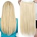 Produktbild Haarteil Clip in Extensions 1 Tresse 5 Clips Haarverlängerung Human Hair wie Echthaar Glatt Gebleichtes Blond 23"(58cm)-120g