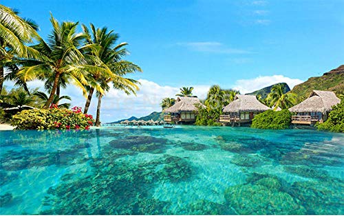 Papier peint 3D plage pour salon | Fresque murale vue mer 200x140 cm - 6