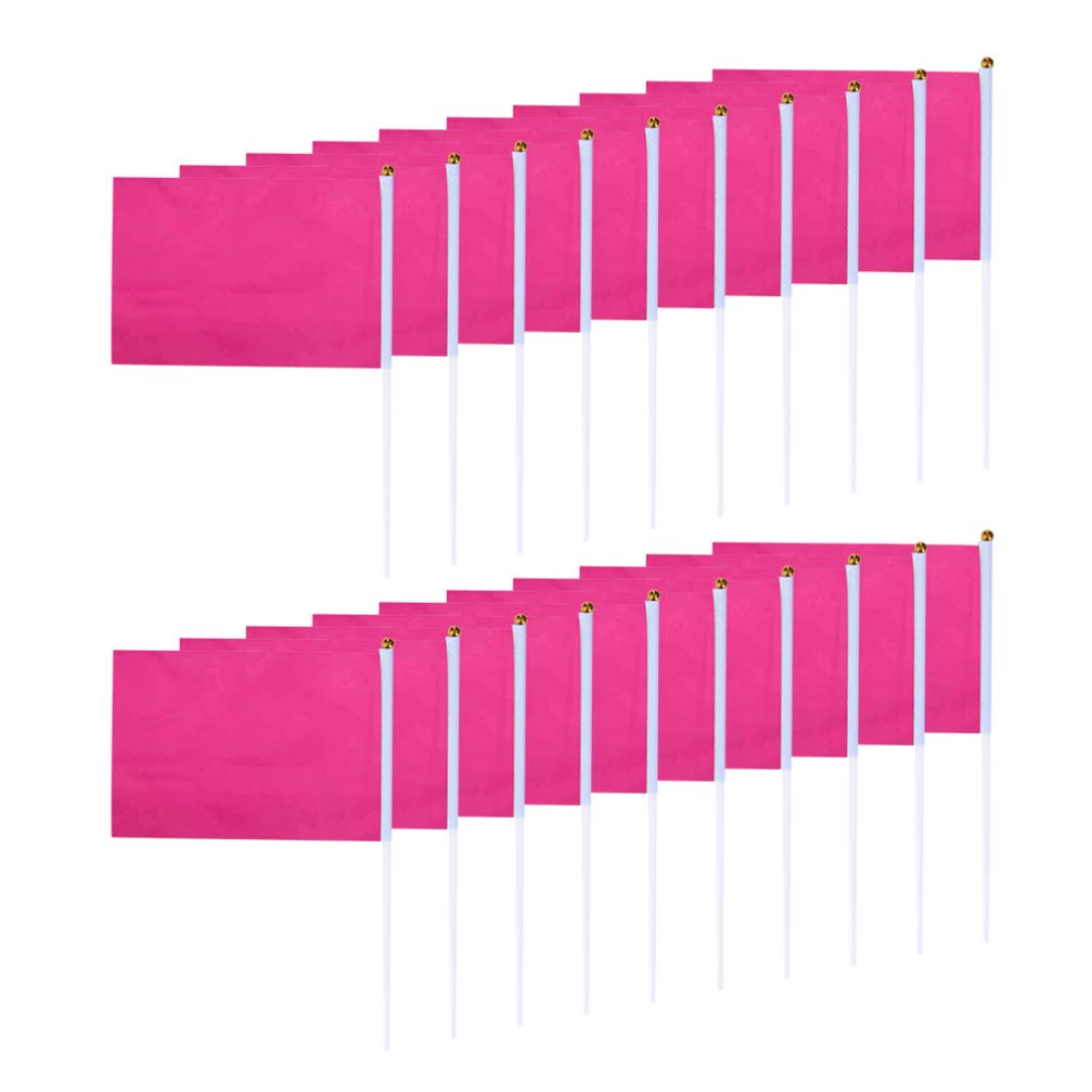 BESPORTBLE 100pezzi Bandiere Quadrata Portatili in Poliestere Bandiere Sventolante Mano Per Feste e Celebrazioni Striscione Per Feste Rosa Chiaro