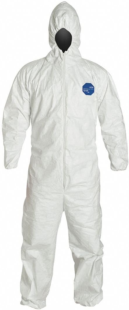 Hooded Tyvekx28;Rx29;, White, Elastic, L, PK 25