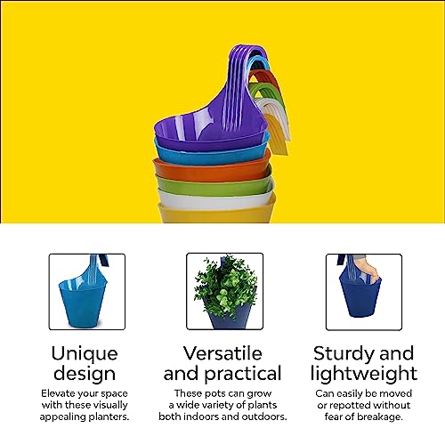 Kraft Seeds by 10CLUB Plastic Hanging Planters - 12 Pcs (8 Inch, Multicolor) | Flower Hanging Pots for Home & Balcony Garden | Hanging Planters for Home Plants | Hooked Hanging Pots (Image - 4)