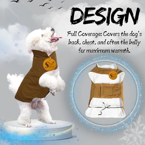 Image of Sage Square Winter Coloured Dog Coat - All-Weather Protection, Windproof, Waterproof Cozy Fleece Lining, Adjustable Straps, Durable Construction, Stylish, Comfortable, Jacket (Tan, XXX-Large)
