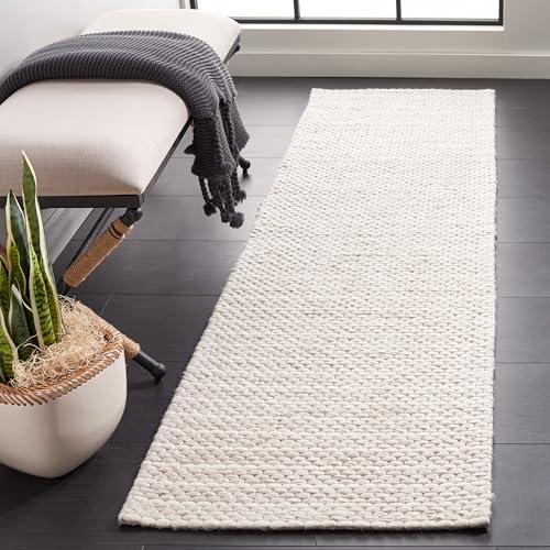 SAFAVIEH Marbella Collection Runner Rug - 2'3" x 8', Beige & Ivory, Handmade Fringe Wool, Ideal for High Traffic Areas in Living Room, Bedroom (MRB207B)