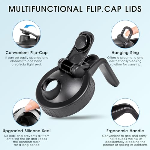 YEBODA 64oz Glass Pitcher with Lid 2 Pack - Use Code 9B4RXKLV - Image 4