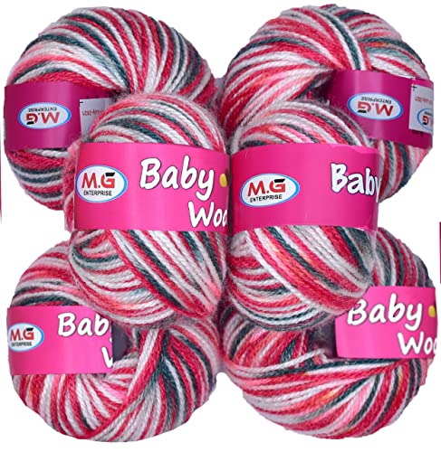 Image of M.G ENTERPRISE Premium Wool 100% Acrylic Wool Multi Redberry (12 pc) Baby Wool M /G Wool Ball Hand Knitting Wool /Art Craft Soft M /G Fingering Crochet Hook Yar BC