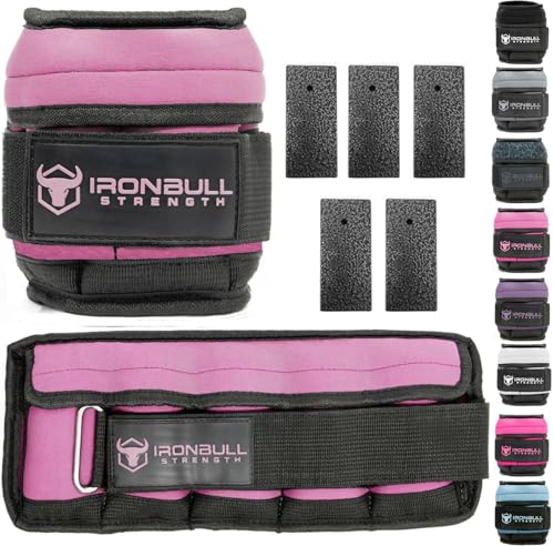 Adjustable Ankle Weights (Pair) - Weighted Ankle Weight for Walking, Gym and Exercise - 2, 4, 6, 8, 10 LB Leg Weight with Straps for Women and Men (Pink)