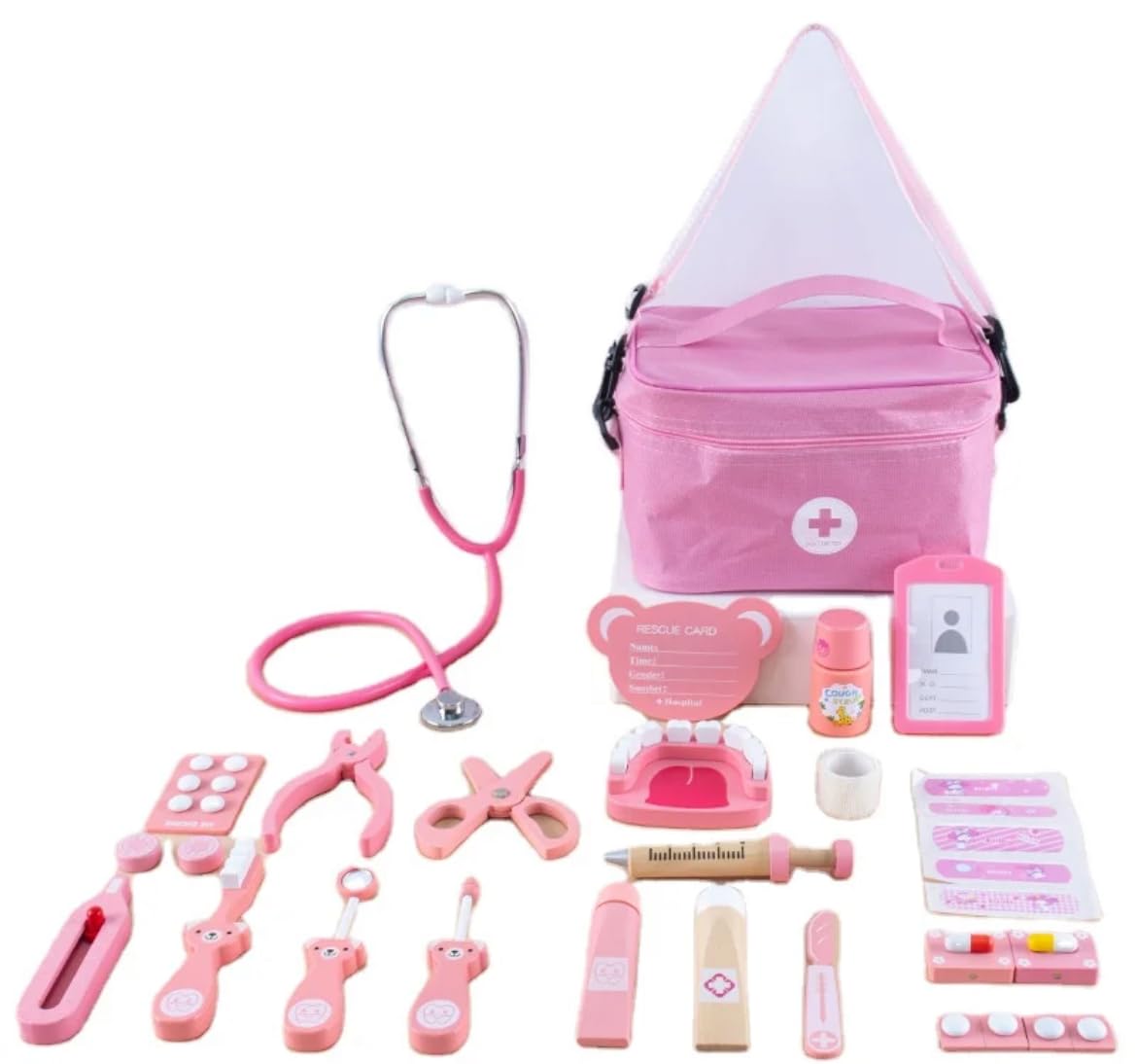 TOYARTSY Doctor Kit for Kids Wooden Dentist Set with Working Stethoscope Doctor Playset Pretend Play Doctors Set for Children, Kids Role Play Toys, Storage Doctor kit, Imaginative Play, Pink Color (B0DD3DQBDD) Amazon Price History, Amazon Price Tracker