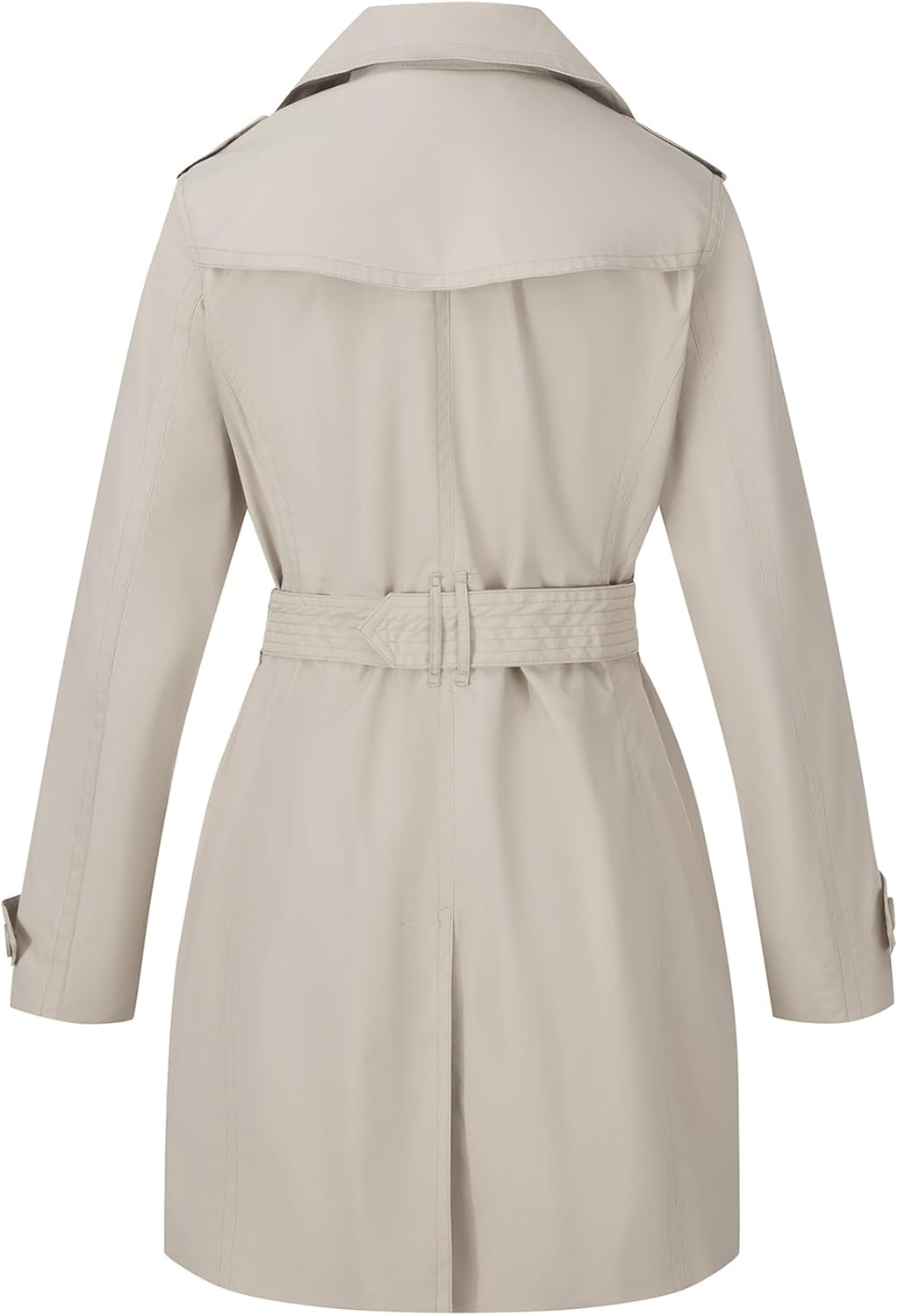 Bellivera Women's Double-Breasted Classic Lapel Slim Windproof Trench Coat with Belt (Crop Length) - Image 2