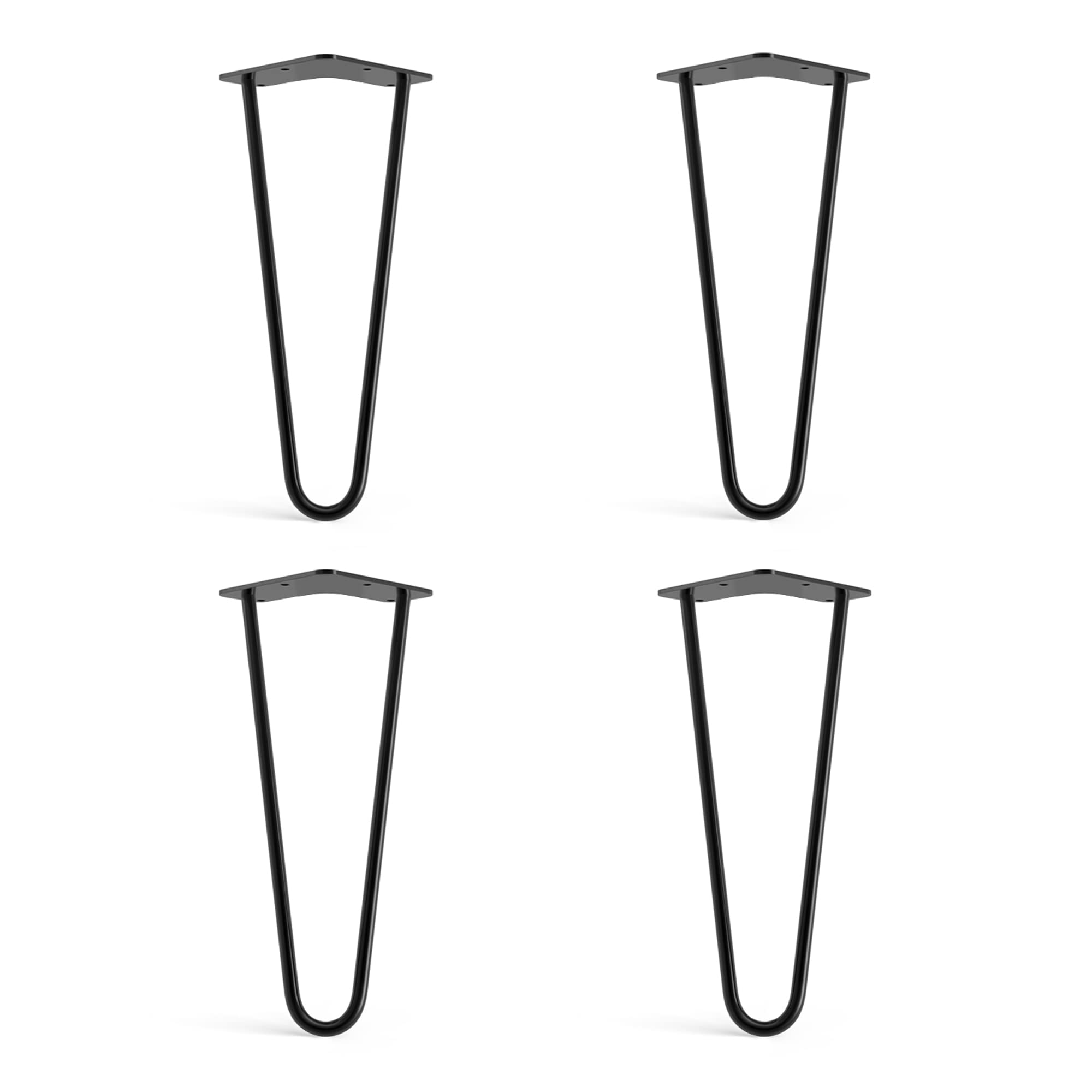 Dt Ironcraft Black 4 X Hairpin Legs From - 30Cm 2 Rod / 10Mm, - Low Coffee Table Legs With Floor Protector Feet & Screws
