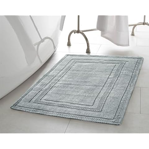 Jean Pierre - Stonewash Racetrack Bath Rug, Cotton, Premium Bathroom Décor, Machine Washable, Highly Absorbent, Measures 17" x 24", Gray Blue Cover