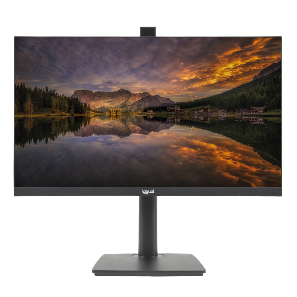 iggual Monitor 23.8” IPS Full HD - Pivotante,Giro 90º + Inclinación y Rotación, Altura Ajustable, 1 ms - Webcam Retráctil 3 Mpx Ideal Videoconferencias- Color 90% sRGB - USB/HDMI/VGA- (ML24WC)