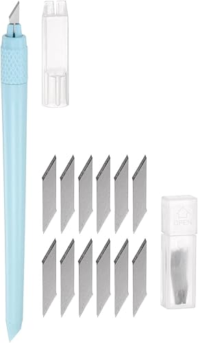 1 juego (13 piezas) de cuchillos de manualidades, 1 cuchillo Hobby Exacto y 12 cuchillas de repuesto con tapa de seguridad para plantillas de