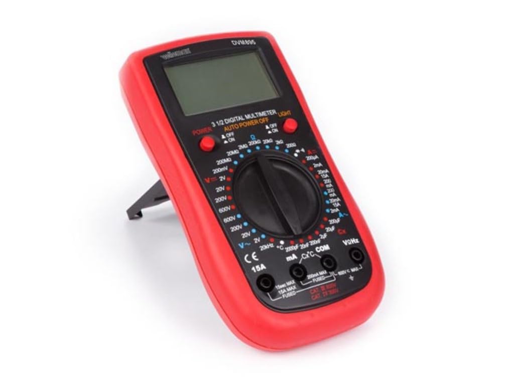 Velleman Multímetro digital, adecuado para medir la corriente de CA/CC, voltaje de CA/CC, resistencia, capacitancia, diodos, continuidad, frecuencia y temperatura, incluidos los cables de las pruebas
