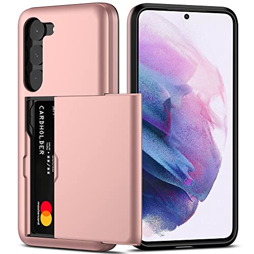 Nvollnoe for Samsung Galaxy S23 Plus Case with Card Holder Rose Gold
