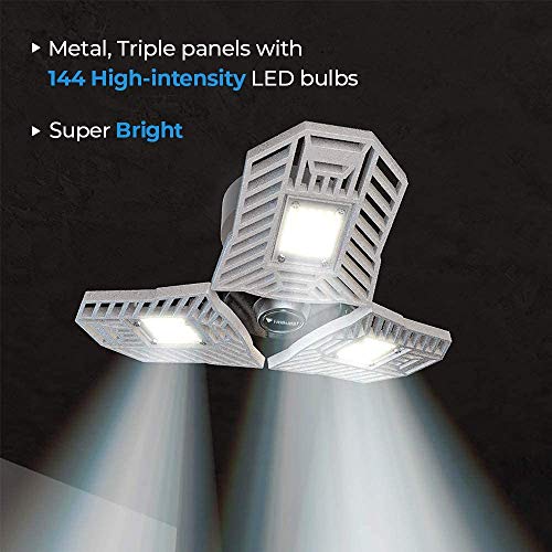 Bell+Howell Triburst, ASON TV 4000 Lumens/6500 Kelvin Indoor Lights, Ultra Bright Lighting with 144 LED Bulbs and Multi-Directional Triple Panel Bedroom, Garage, Ceiling Light, E26/E27 Base(Set 4)