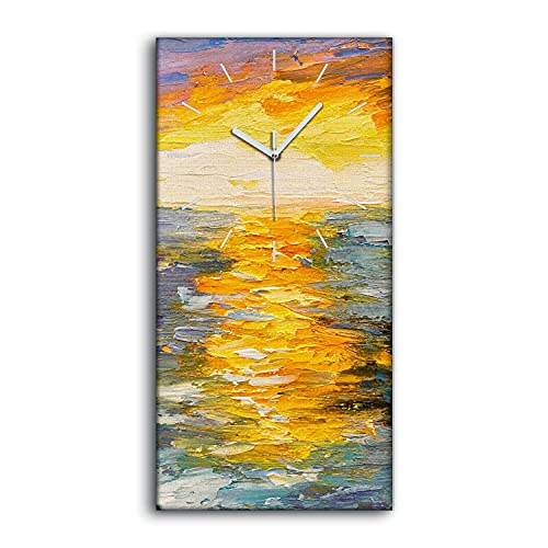 Horloge sur Toile Décoration Salon Ambiance Coucher de Soleil sur l'Eau