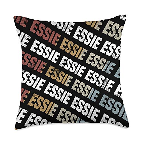 Custom Essie Gifts & Designs for Girls Vintage First Name Pattern Retro Forename Gift for Essie Throw Pillow, 18x18, Multicolor
