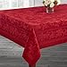 Benson Mills Holiday Elegance Heavyweight Engineered Jacquard Fabric Table Cloth, Holiday, Winter and Christmas Tablecloth (Dark Red, 52