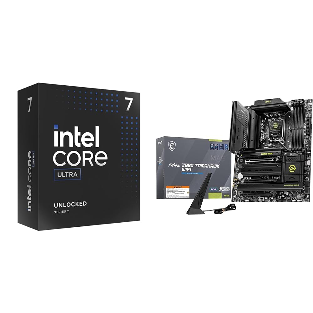 Intel Ultra 7 Desktop Processor 265K - 20 cores (8P+12E) & MSI PRO Z890-P WiFi ProSeries Motherboard (Supports Core Ultra Series 2 Intel Processors, LGA 1851, DDR5, PCIe 5.0, Thunderbolt 4, ATX)