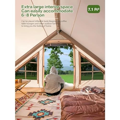 Carpa inflable para camping, 4-6 personas, beige miniatura 3