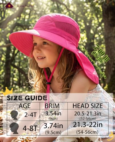 Image of Home Prefer UPF50 Wide Brim Kids Sun Hat Neck Flap Boys Girls Sun Protection Hat for Beach Fishing