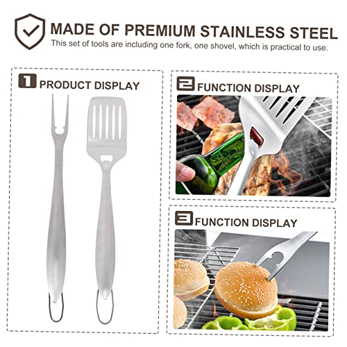 Set de 2 utensilios parrilleros acero inoxidable y plástico miniatura 6