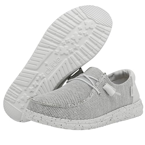 Image of HEYDUDE Women's Wendy Sox Stone White Size 4 | Women's Shoes | Women Slip-on Loafers | Comfortable & Light-Weight