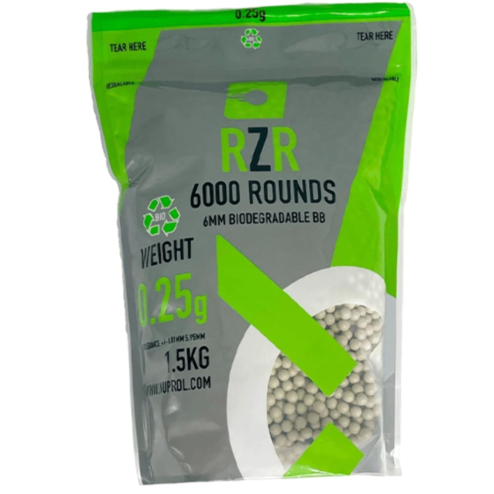 NUPROL RZR - Biodegradable Tracer Airsoft BBs - 0.25g (6000R), Green