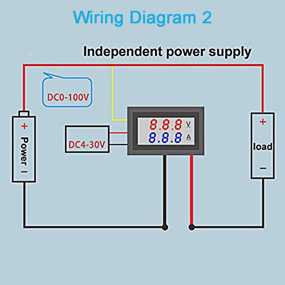 Greluma 2 Pz Amperometro voltmetro digitale da 0,28 pollici, tester di corrente e tensione DC 100V 10A, pannello di visualizzazione a doppio LED blu + rosso a 3 bit