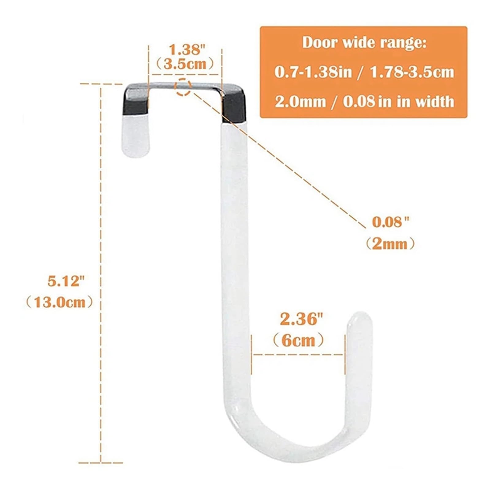 Ganchos para colgar en la puerta Ganchos for colgar ropa sobre la puerta, 12 unidades, superficie de goma suave que evita arañazos, gancho for puerta de baño, color blanco