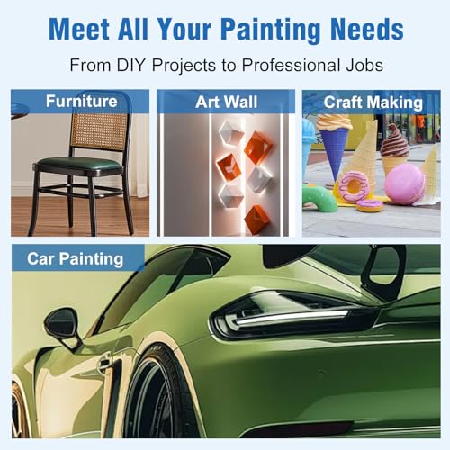 Image of RRJ HVLP Spray Gun Kit, 650ml Mixing Cup& 10x Disposable Cups and Lids, Paint Gun Automotive with 1.4 /1.7 /2.0 /2.5mm Nozzles, Paint Guns for House Painting, Car, Furniture, Fence, DIY