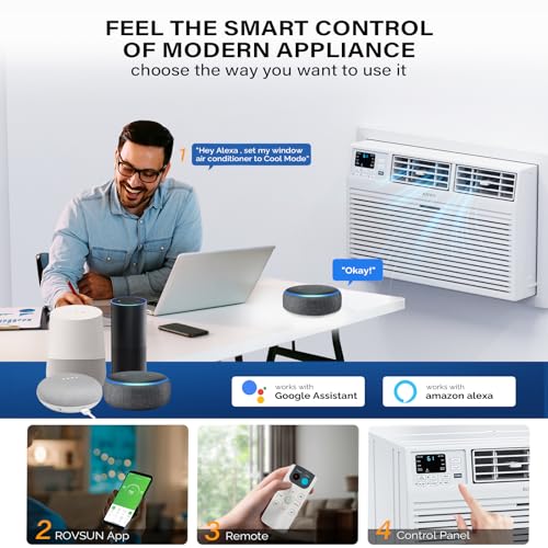 Image of ROVSUN Smart 10000 BTU Through the Wall Air Conditioner with Remote & App Control, Energy Saving Wall AC Unit with Timer for Bedroom, Living Room, Apartment, Dorm up to 450 Square Feet, 115V /60Hz