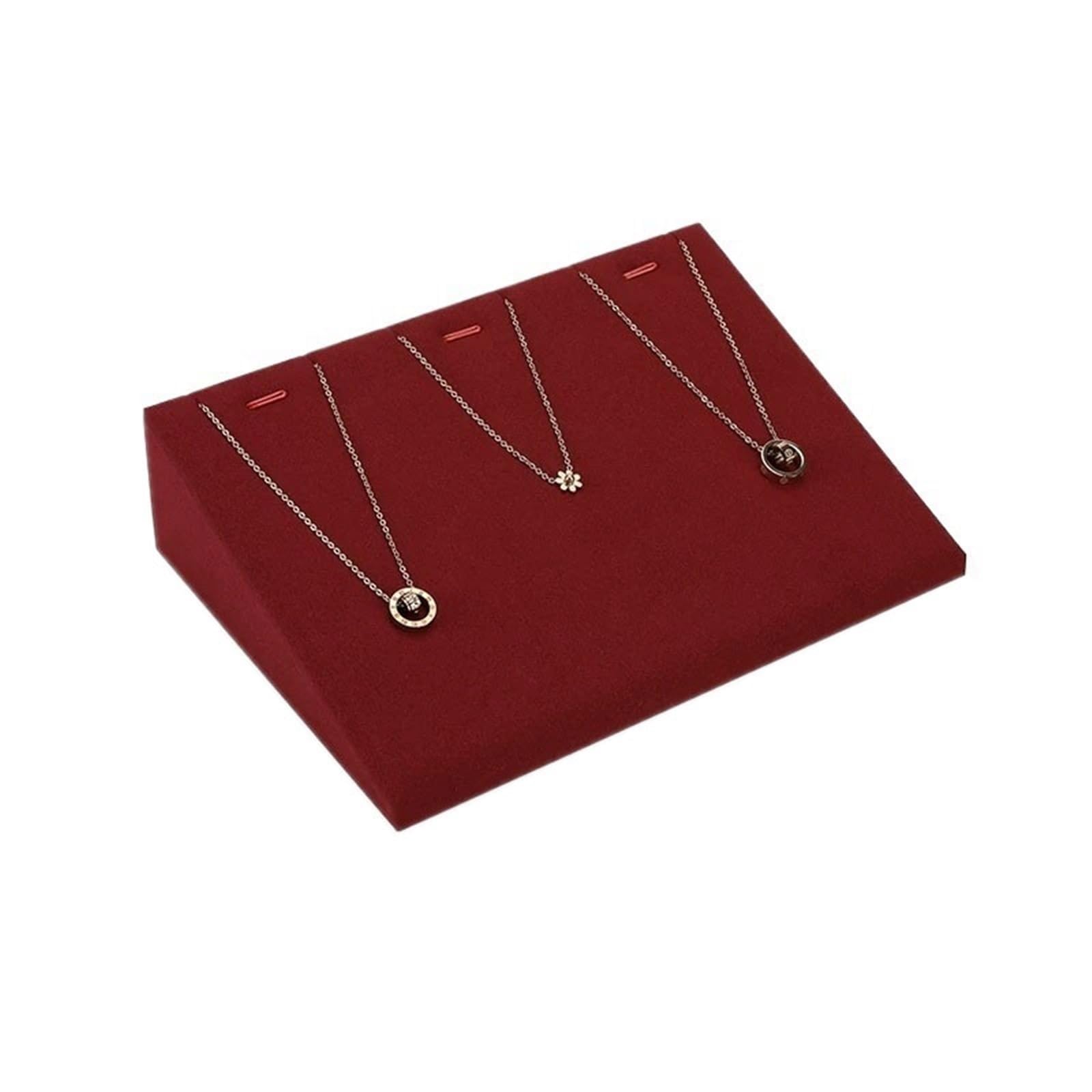 WANGHAI-666 Jewelry Rack Slanted Microfiber 3-Slot Necklace Stand Display Tray for Countertop Use