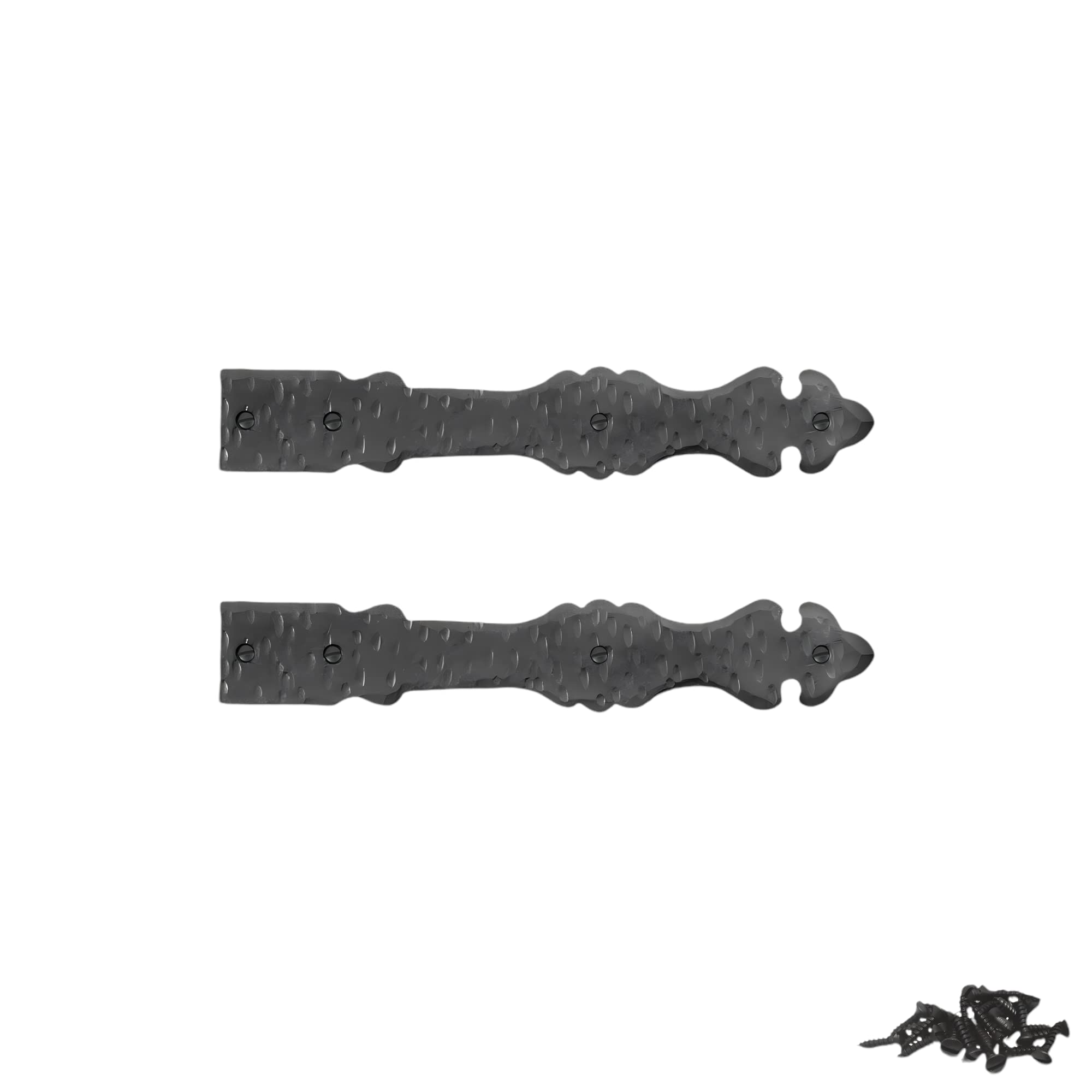 2 Pack 6 inch Faux Decorative Strap Hinge Black Decorative Strap Hinge Wrought Iron Strap Barn Door Strap Hinges Wrought Iron Hinges Shutter Hinges The Iberian Series by Borderland Rustic Hardware
