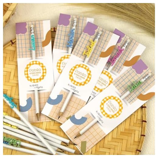 SAQUITOMAGICO Pack 5 Lapices Madera Personalizados con tu nombre en acrilico de colores.Eventos.CumpleañosComuniones.bautizos