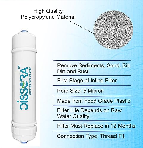 Image of Standard 10 Inch Inline Sediment, Pre Activated Carbon and PP Spun Candle Filter Cartridge Set, Suitable for All Kind of RO UV UF Water Purifier, Pack of 5