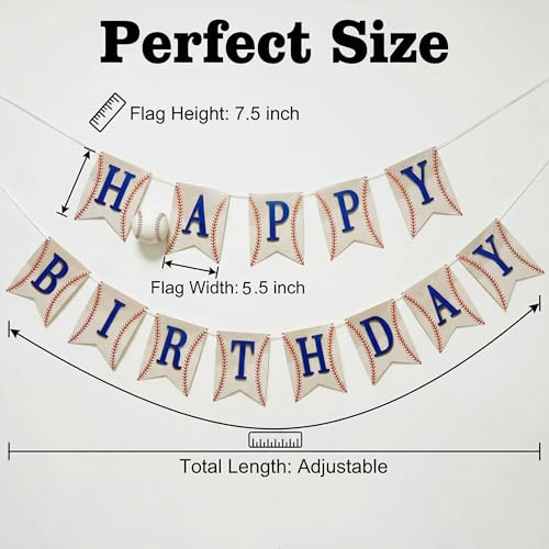 Image of Baseball Happy Birthday Banner for Boys Kids Men