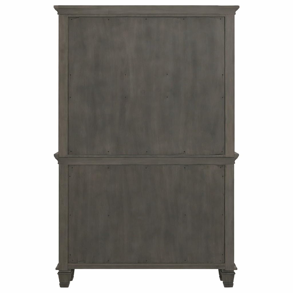Sunset Trading Shades of Gray China Cabinet, Wine Rack, Touch Lighting, Weathered Grey