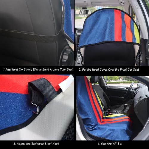 Image of Car Seat Cover Protector Front Seats,for Gym Workout,Running,Swimming,Beach and Hiking,Waterproof Sweat Towel Bucket Seat Covers for Cars SUV Trucks (Racing Stripes, 2Pcs)