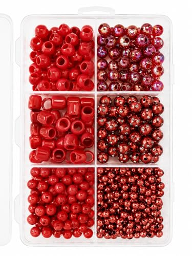 Image of eshoppee 200 gm Red Color Plastic Beads for Jewellery Making Kit Art and Crafts Materials for Necklace Bracelet Earring Making DIY Kit (20)