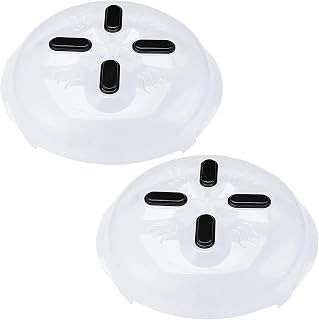 HoverCover Magnetic Microwave Splatter Cover 12-Inch BPA-Free Vented Lid 2-Pack Onyx - Dishwasher Safe Space-Saving Storage